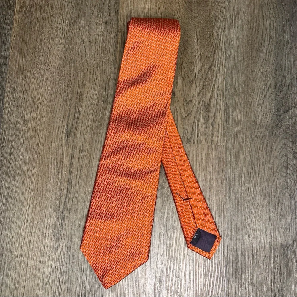 Gitman Bros Tie‎ 100% Silk Orange Geometric USA Made Mens 56